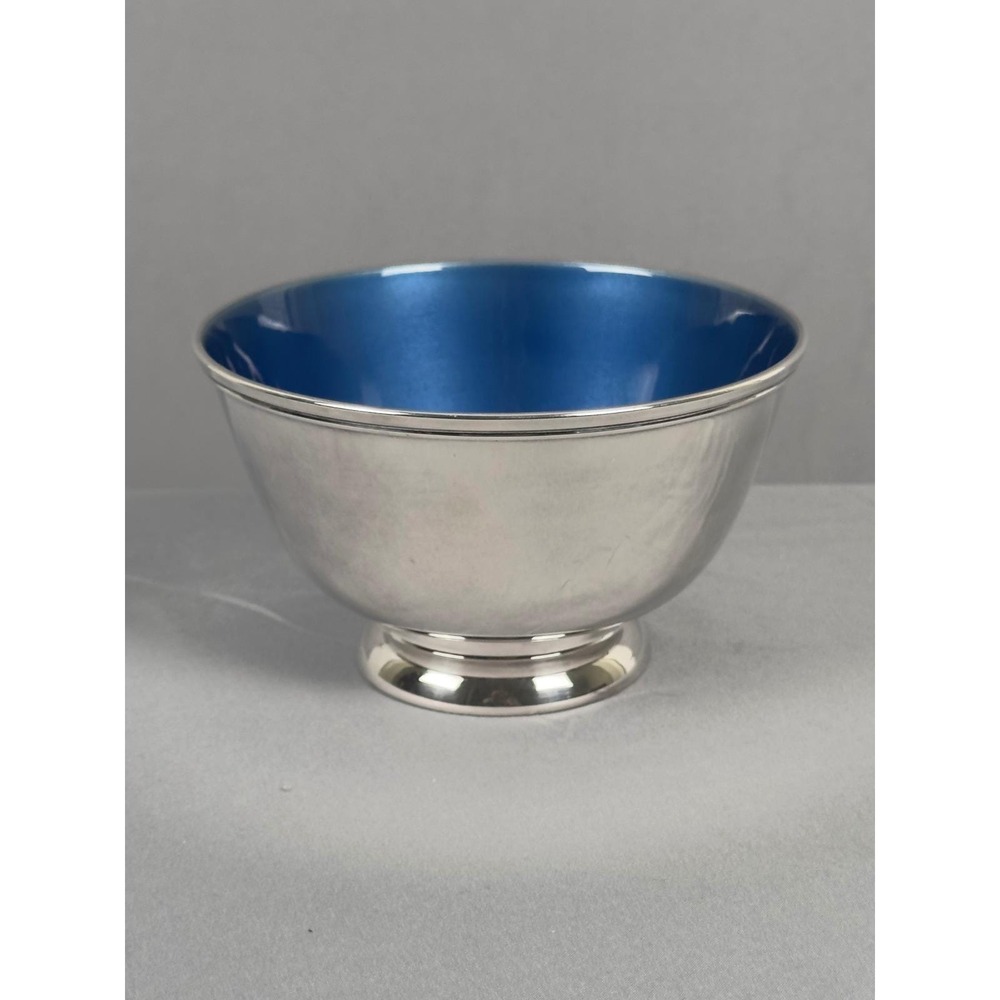 Towle Silversmiths Silver Plated Revere Bowl Cobalt Blue Enamel Interior EP 5002